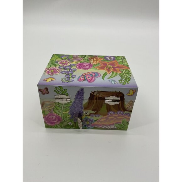 Flower & Butterfly Music Jewelry Box With Ballerina and Accessories - Picture 9 of 10